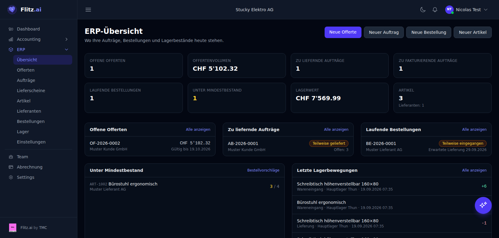 ERP — orderhantering, artiklar, inköp och lagersaldo som slutar i din huvudbok
